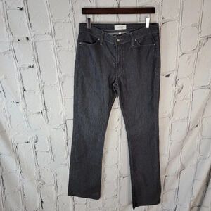 HABITUAL Black Grey Flare Wide Leg Mid-Rise Long Jeans Casual Denim Sz 32